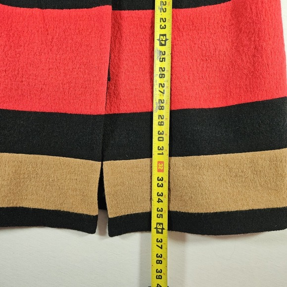 Chicos Coat 100% Wool Striped Colorblock Womens Size 2 Full Zip Pea Coat - Picture 5 of 7